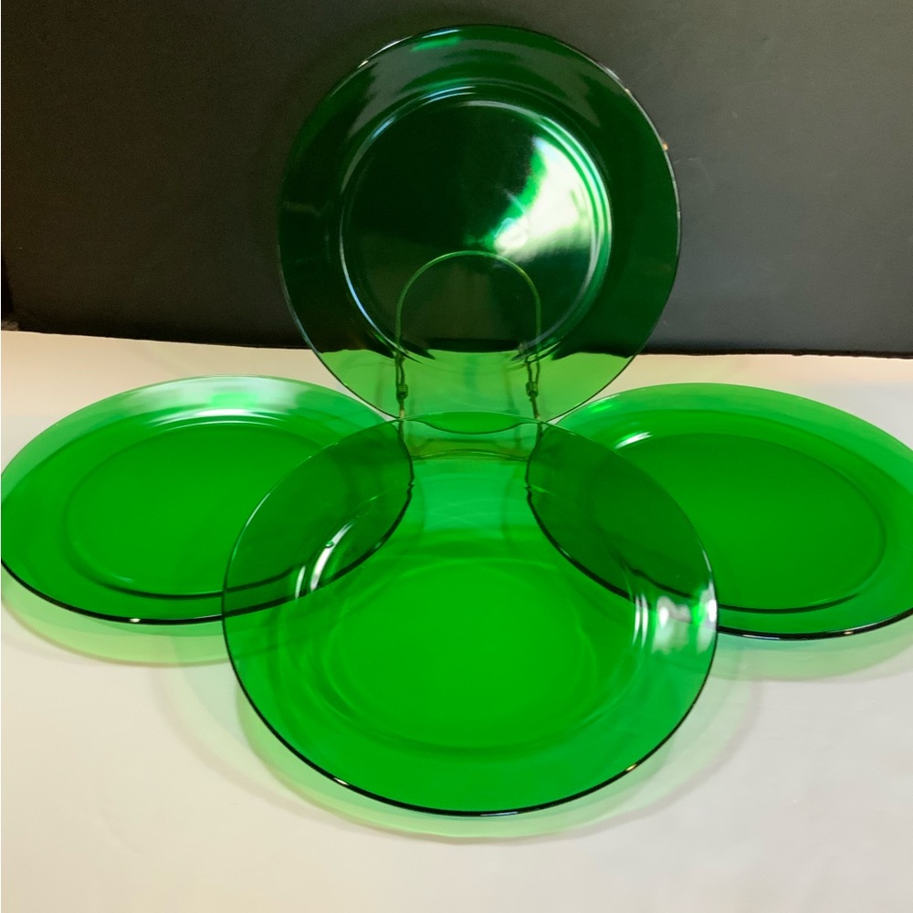 *     Vintage Green Dinner Plates Glass 10 inch Set of 4 Dinnerware Replacements